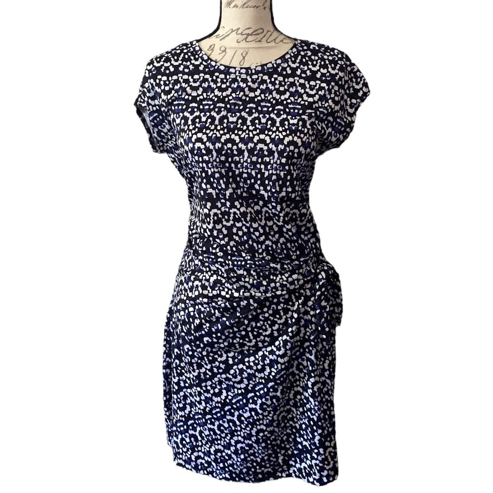 Nicole Miller Black White Abstract Side Tie Dress NEW Small